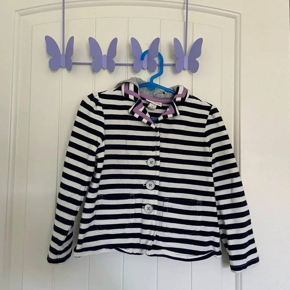 EUC | Genuine Kids by Oshkosh toddler girl’s striped button up‎ hooded jacket 4T